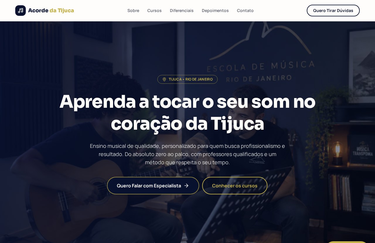 Primeira página do site Acorde da Tijuca